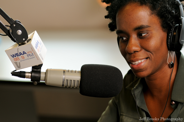 Alyscia Cunningham on air with Claudette Lindsey, host of WEAA Caribbean Exchange.